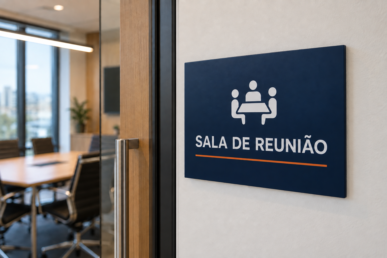 Placa de identificação para sala de reunião